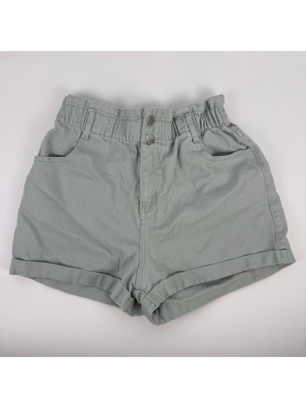 Love Tree Double Buttoned Waistband Denim Shorts Mint Size M